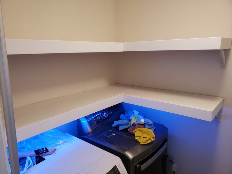 Custom built-in laundry room shelving