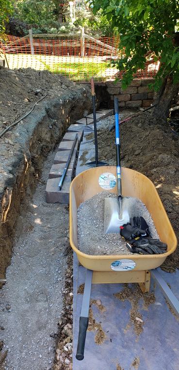 Block retaining wall going in over a compacted gravel base